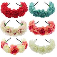 【CW】 bridal girl rose flower crown headband wedding headpiece hair band accessories for women artificial wreaths bridesmaid