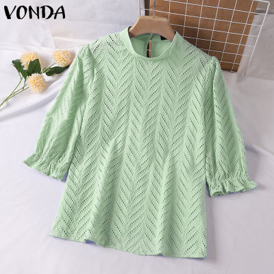 (จัดส่งฟรี)แขนพัฟลำลองธุรกิจของผู้หญิง Fancystyle VONDA เสื้อหนาเสื้อสวมศีรษะคอกลมสง่างามทางการ #2