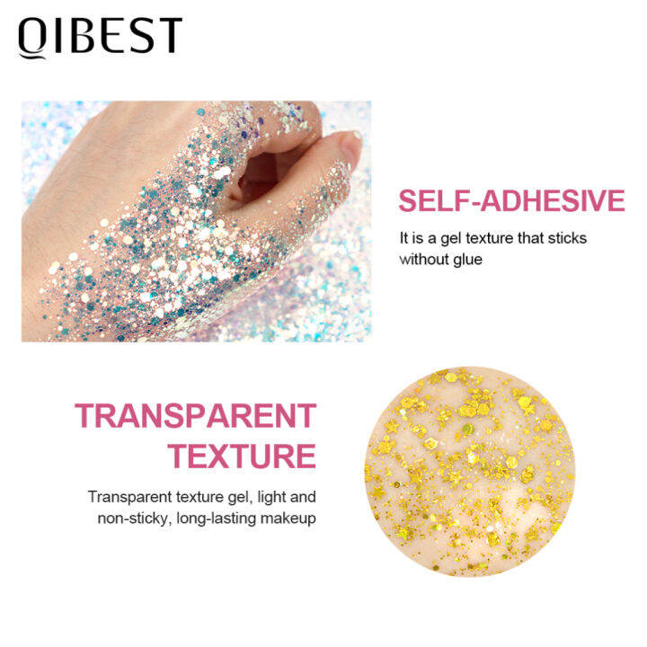 qibest-elecool-official-store-6สี-glitter-eye-shadow-brightening-highlights-for-face-body-long-lasting-non-fade-glitter-sequins-eye-shadow-gel-cosmetic-จัดส่งฟรี