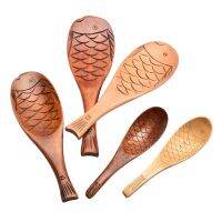 Creative Fish Shape Rice Spoon Nature Wooden Carving Non-stick Rice Shovel Scoop Home Hotel Kitchen Cooking Utensils Cooking Utensils