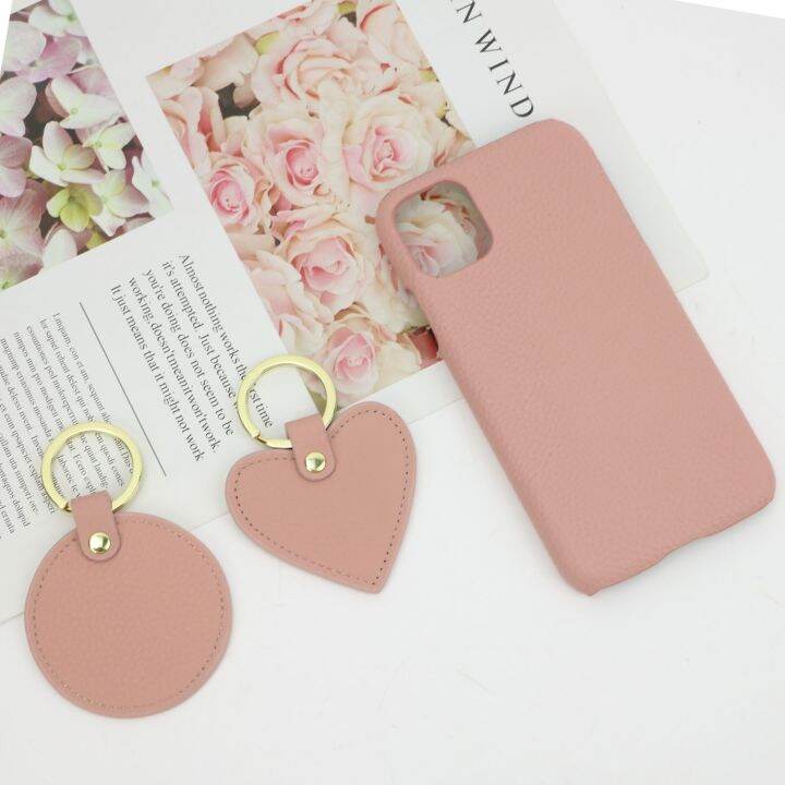 new-customized-gift-set-grain-leather-mobile-phone-case-for-xs-max-11-12-pro-max-matched-circle-heart-keychain