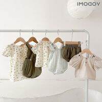 COD DSGERTRYTYIIO Female Baby Suit Two-Piece Girl Floral Skirt Summer Top Pants Childrens Dress Green Forest Series 2702