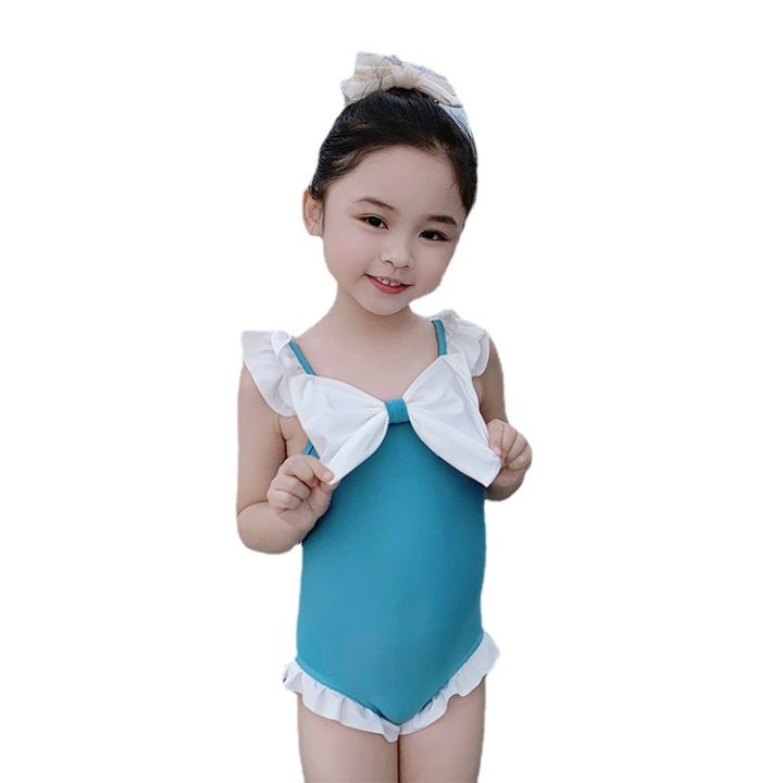 amila-ชุดว่ายน้ำเด็ก-โพลีเอสเตอร์สลิงชิ้นเดียวมีโบว์น่ารักชุดว่ายน้ำผู้หญิงชุดว่ายน้ำฤดูใบไม้ผลิร้อน