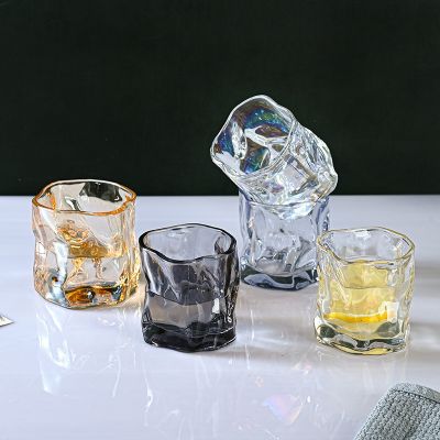 【CW】◇  230ML Korean Ins Twisted Glass Cup Juice Drink Mug Pattern Colorful Bar Drinkware