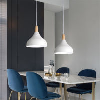 Modern White Lighting Luxury Restaurant Bar Bedroom Pendant Lamp Ceiling Wood Aluminum LED Haning Light Fixture