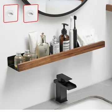 White Bathroom Wall Shelf Without Drilling Self Adhesive Shelf Bathroom  Shelf Waterproof Plastic Kitchen Shelves Floating Shelf