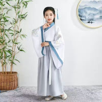 Hanfu ปักแขนครึ่งเครื่องแต่งกายจีนแบบดั้งเดิมโบราณของหญิงสาวเครื่องแต่งกายกระโปรงสวิงเอวสูง