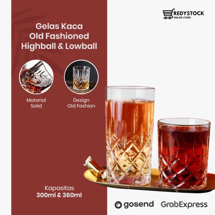 Gelas Kaca Teh Kopi Minuman Whiskey Old Fashioned Lazada Indonesia 4184