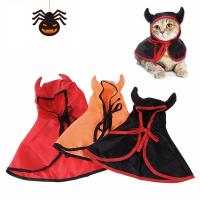 ZZOOI Funny Halloween Pet Costumes Cute Cosplay Cloak Cat Dog Cap With Horns Kitten Puppy Cape Pet Dress Up Clothes Dog Accessories
