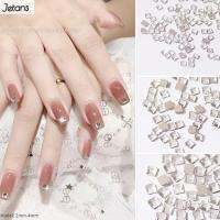 JETANS เครื่องประดับเล็บคริสตัลแบบ DIY 30ชิ้นพลอยสี่เหลี่ยมหลังแบนขนาดเล็กเล็บสี่เหลี่ยมพลอยเทียมเครื่องประดับเล็บสี่เหลี่ยมตกแต่งศิลปะอุปกรณ์เสริมเล็บเล็บแบบ3มิติ