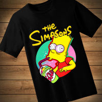 #0125 เสื้อยืดลายการ์ตูน THE SIMPSONS เสื้อยืดสีดำ เสื้อใส่เล่น เสื้อยืด เสื้อคอกลม ใส่สบาย เสื้อสกรีน เสื้อสั่งทำ เสื้อยืดแขนสั้น เสื้อเท่