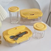 ☏✑✣ Glass Crisper Special Sealed Box Office Worker Special Bowl Fruit Lunch Box Microwave Heating Lunch Box Food Storage Glass Jars