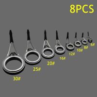 【CW】▬  8Pcs Fishing Rod Guide Rings Carbon Oval Top 6mm-30mm Pole Repair Set Accessories