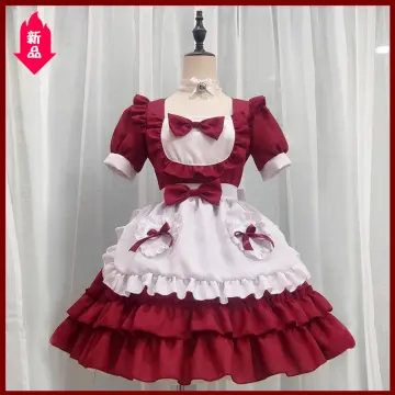 Váy lolita đỏ đầm dài tay ( sẵn ) | Shopee Việt Nam