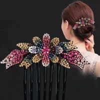 New Korean rhinestone hair accessories adult flower seven-tooth hair comb non-slip headwear