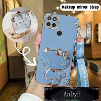 AnDyH Long Lanyard Casing For Realme C21Y REALME C25Y REALME C21 phone case Hello Kitty Makeup Mirror Stand