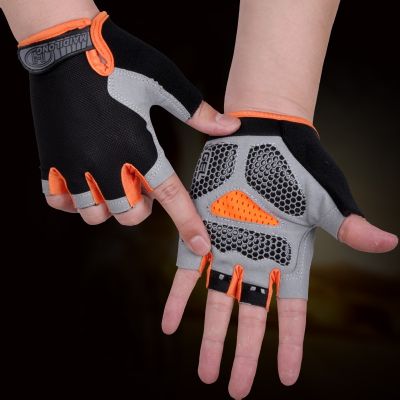 1 Pair Half Finger Gloves Gym Fitness Anti Slip Women Men Fingerless Gloves Summer Fishing Cycling Fingerless Female Bike Gloves