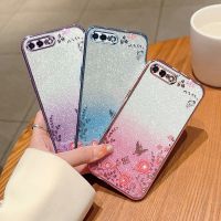 เคสสำหรับ iPhone X XS Max XSMax Soft TPU เคสโทรศัพท์สำหรับ iPhone 7Plus 8PLUS 6PLUS IPHONE 6 7 8 SE2ชุบหรูหรารูปแบบดอกไม้แวววาวไล่ระดับสีกันตกด้านหลัง