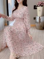 Spring Summer Mujer Fashion Female Vintage Printed Long Sleeve Loose Chiffon Dress Women Casual A-line Long Dresses Vestidos