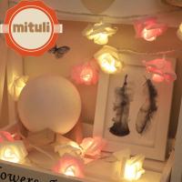 MITULI ไฟประดับสวยงามแต่งงาน10/20 LED แบตเตอรี่ที่ใช้ในห้องนอนวาเลนไทน์พวงมาลัยการตกแต่งงานเลี้ยงฉลองแต่งงานดอกไม้ไฟสายประดับไฟราวกุหลาบ