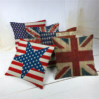 Vintage Style Decorative Throw Pillows Case For Sofa Home Decor Union Jack Flag Polyester Cushion Cover For Sofa Home Decor