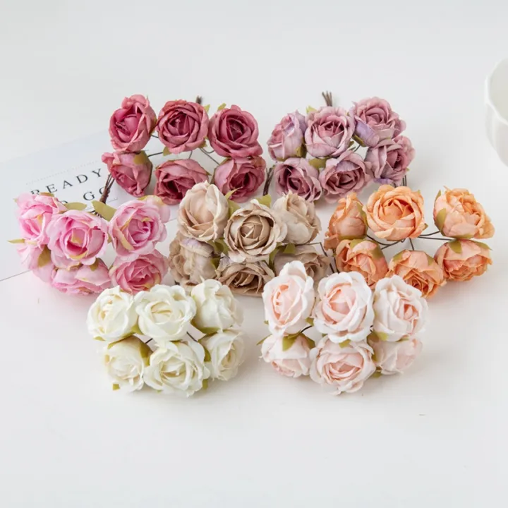 12pcs-artificial-flowers-silk-tea-rose-wedding-wreath-scrapbooking-for-home-christmas-decoration-diy-bride-accessories-clearance