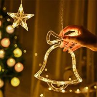 220V Christmas tree bells stars LED curtain lights Christmas fairy tale wreath outdoor LED flashing lights holiday decoration