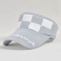 ผู้หญิงฤดูร้อน Checkerboard Beach Sun Visor หมวกเปล่าหญิง Letter กีฬากลางแจ้งตาข่ายยืดหยุ่นหมวกกอล์ฟเสื้อผ้า Solid Fashion