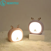 Deer Rabbit Rechargeable LED Night Lamp Mini USB Touch Sensor Animals Night Light Holiday for Baby Bedroom Christmas Gift