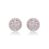 LAVERA Diamond -  Pink Gold Diamond Earrings  ต่างหูประดับเพชร ทองชมพู