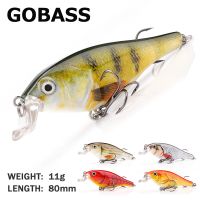 [HOT LIAXLLWISAAZH 534] GOBASS อุปกรณ์ตกปลา Rattlins สำหรับตกปลา Wobblers สำหรับ Trolling Pike Lure Crankbait 80มม. 11G เหยื่อประดิษฐ์ Jerkbait Minnow