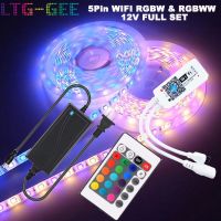 สายไฟ LED WIFI 5050 RGBW RGBWW DC12V 5M 10M 5Pin พร้อมตัวควบคุม WIFI และอะแดปเตอร์ 12V 5050 SMD 60LED/M