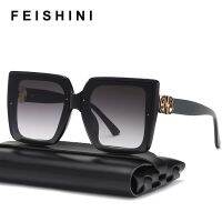 Feishini Brand Luxury Contracted Quality Square Polarized Sunglasses Women Oversized UV Protection Ladies Paris Fashion Glassees