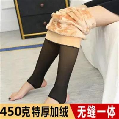 [COD] Spring autumn and winter fake transparent meat leggings plus velvet thickened one-piece womens outerwear real skin high waist warm