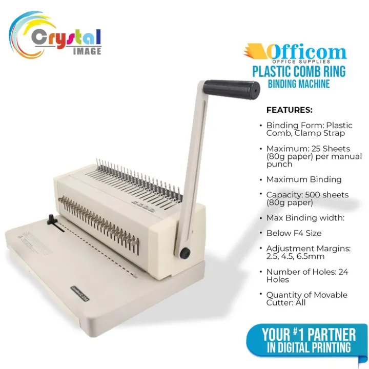 【Cash sa paghahatid】 Plastic Comb Ring Binding Machine F4 Size