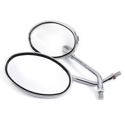 “：{}” Universal Motorcycle Oval Chrome Rearview Mirrors 10MM Motorbike Side Mirror For Yamaha Xt 600 Virago 125 535 1100 Vmax 1200