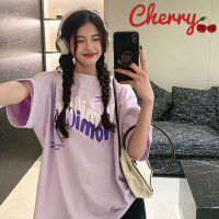 ?Cherry?2354 เสื้อยืดแขนสั้นสไตล์เกาหลี oversize เสื้อผ้าแฟชั่นสาวอวบ เสื้อโอเวอร์ไซส์ผู้หญิง เสื้อยืดสกรีนลายวินเทจ ไซส์ใหญ่ XXL