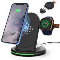 【ร้อน】3 In 1 Wireless Fast Charger Stand สำหรับ iPhone Samsung Fitbit Fast Charging สำหรับ Fitbit Sense/versa 3 Watch สำหรับ Airpods Charger