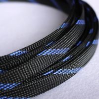 【✔】 Ittefaq Trading Black &amp; Blue 12Mm Braid สัตว์เลี้ยงปลอกหุ้มที่ขยายได้ปลอกชนิดหนาแน่นสูง Plaited ปลอกสายเคเบิลสายเคเบิลไฟเบอร์ Vintage สายไฟโคมไฟ