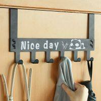 【YF】 Hooks Over The Door 6 Hat Clothes Bag Shelf Black White No Drilling Bathroom Living Room Wall Hanger