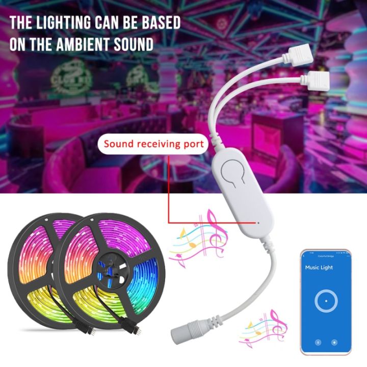 ไฟ-led-ฟังก์ชั่นจังหวะดนตรีขนาดเล็กปรับสีได้ควบคุมสีด้วยเสียงด้วย-alexa-google-หลอดไฟบ้านแถบไฟ-led-rgb