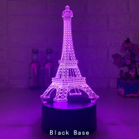 New 3d Led Light Night Creative Eiffel Tower Kids Table Lamp Hologram Illusion Bedroom Living Room 7 Colors Usb Led Light Lamps