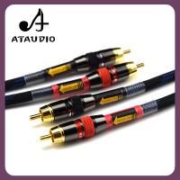 ATAUDIO Hifi 4N คุณภาพสูงสายเคเบิล RCA 2RCA ตัวผู้ไปยังตัวผู้สายออดิโอ