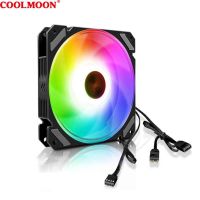 COOLMOON CPU Cooler Fan ARGB 120mm 4 Pin Radiator Quiet PWM Temperature Control 5V for PC Computer Case Cooling Fan System-Laocher