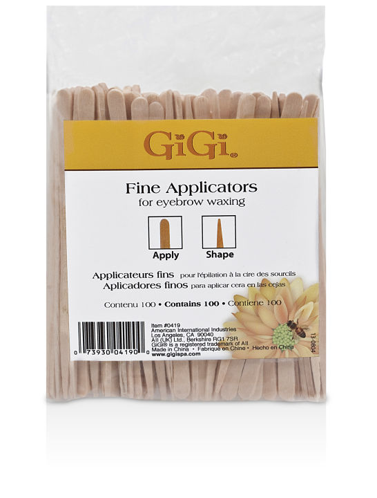GiGi ไม้พายขนาดเล็ก สำหรับป้ายแว็กซ์บริเวณขนคิ้ว (Fine Applicators for Eyebrows) - 100 ชิ้น