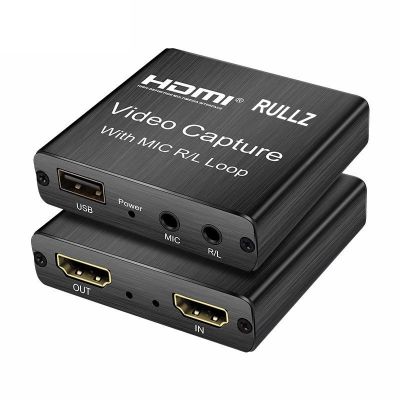 ✢✽ Rullz 4K Video Capture Card USB 2.0 Game Recording Plate Live Streaming with Audio Mic Loop for PS4 Ps5 Switch Camera Recording