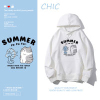 CHIC การ์ตูนน่ารักพิมพ์แขนยาว เสื้อฮู้ดบาง สไตล์สบาย ๆ T0195