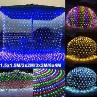 【hot】♣  Net Mesh Lights Outdoor String 8 Lighting Modes Connectable Wedding Xmas Lamp