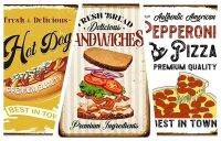 Hot DogsHamburg Pizza Signs Fast Food Metal Poster Wall for Truck Restaurant Pub Decorations