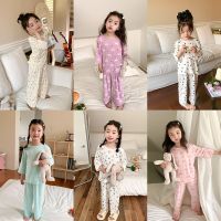 1 to 8 Years Summer 2PCS Kids Baby Girls T shirt Tops Long Pants Set Clothes Children Pajamas Toddler Baby Modal Sleepwear